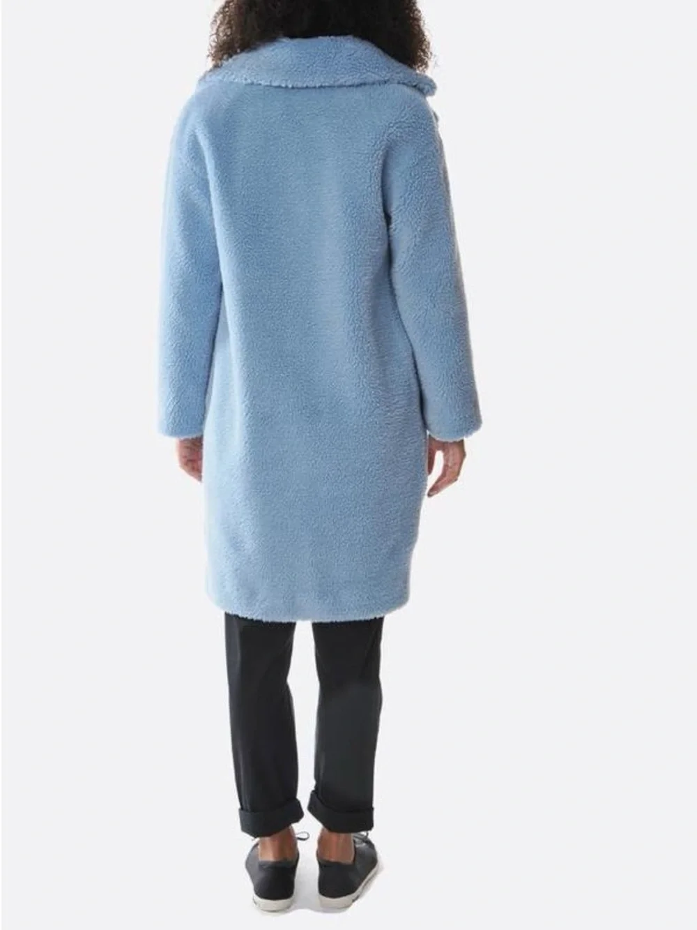 NWT Stand Studio Camilla Cocoon Coat Faux Fur Fleece Blue Sz 36